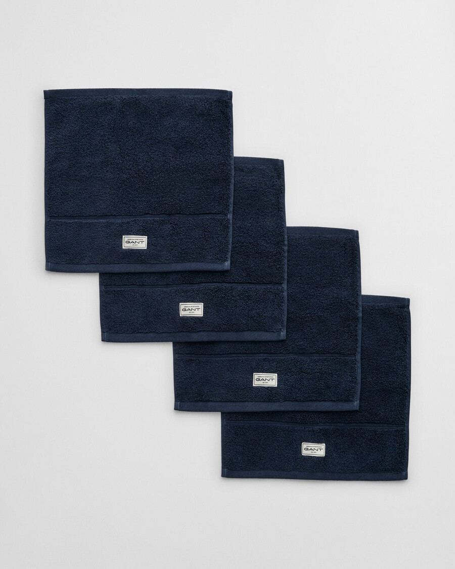 paquete de 4 toallas premium de 30 x 30 cm color azul marino