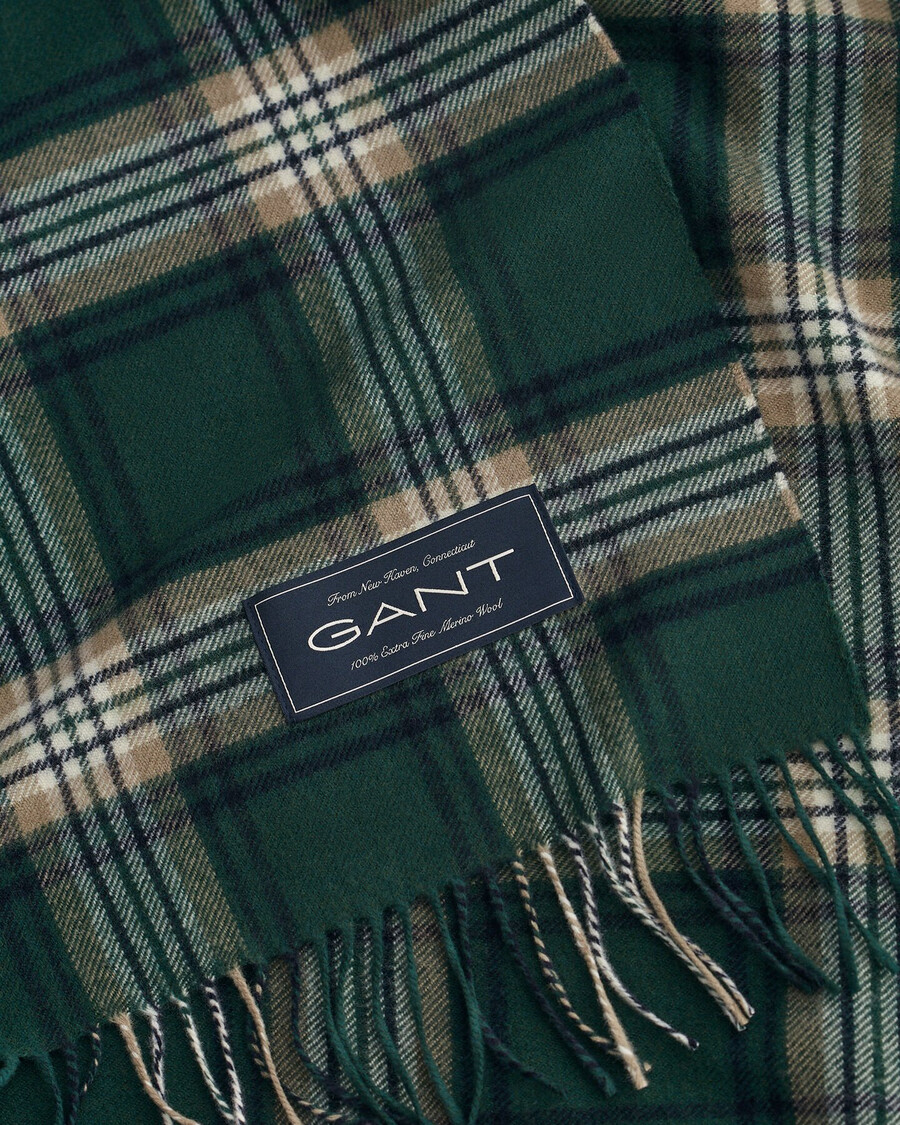 manta de lana merino extrafina - verde tartán