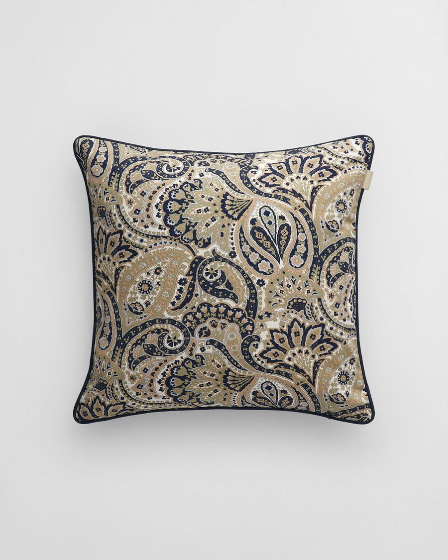 cojín de satén con estampado paisley - marino