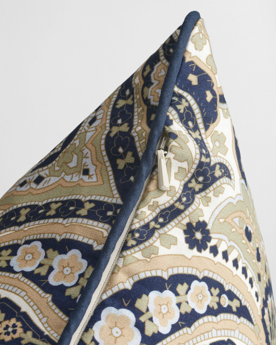 cojín de satén con estampado paisley - marino