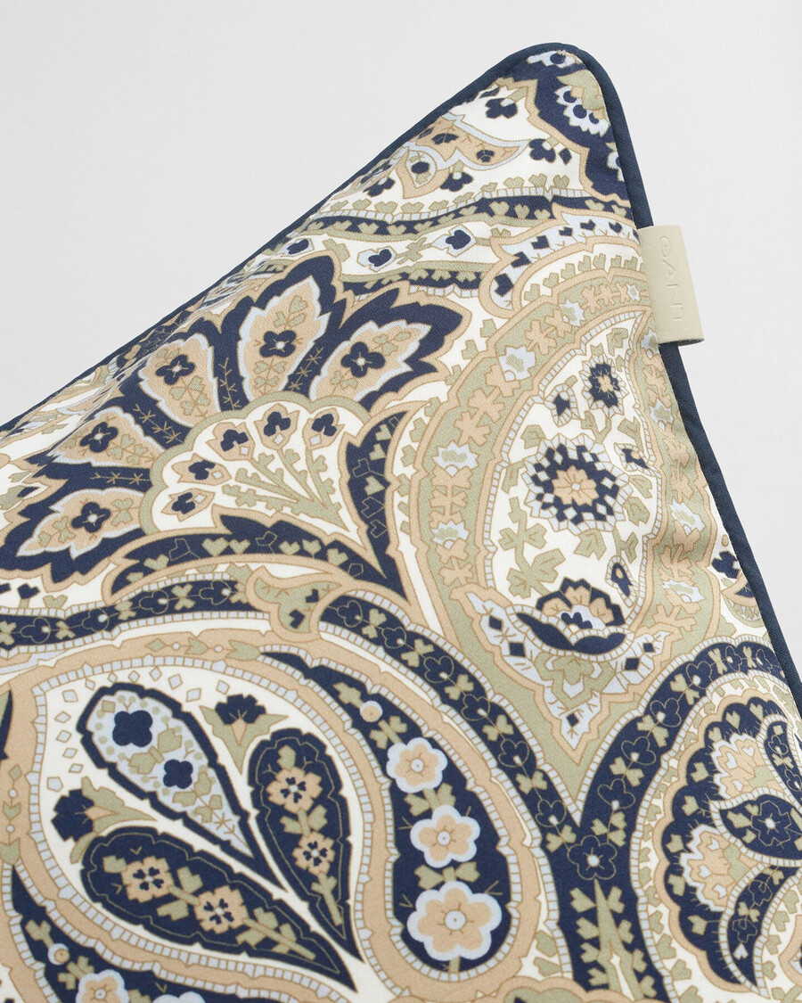 cojín de satén con estampado paisley - marino