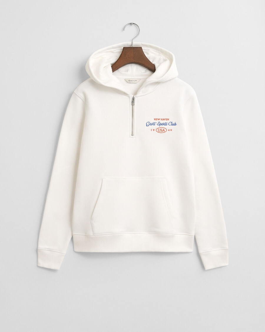 sudadera con capucha y media cremallera con gráfico del club deportivo para chicas adolescentes - cáscara de huevo