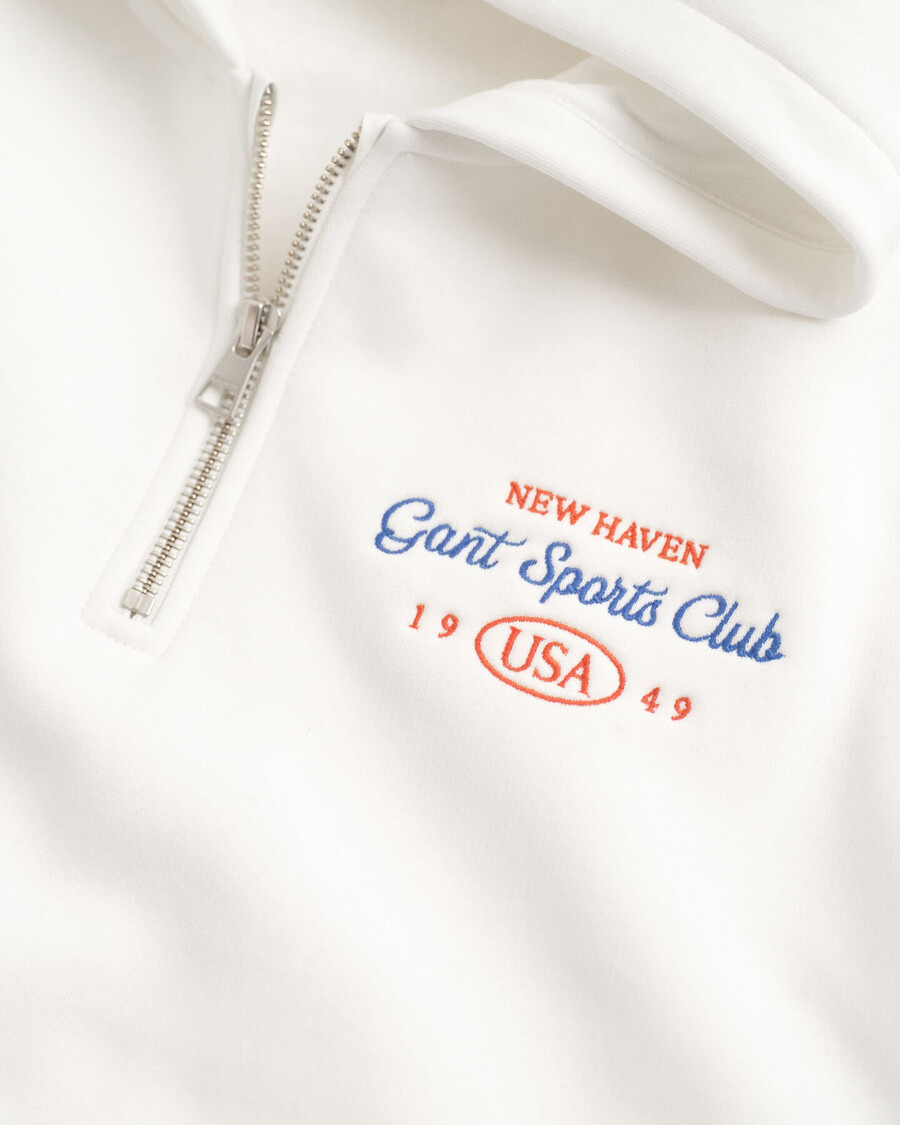 sudadera con capucha y media cremallera con gráfico del club deportivo para chicas adolescentes - cáscara de huevo