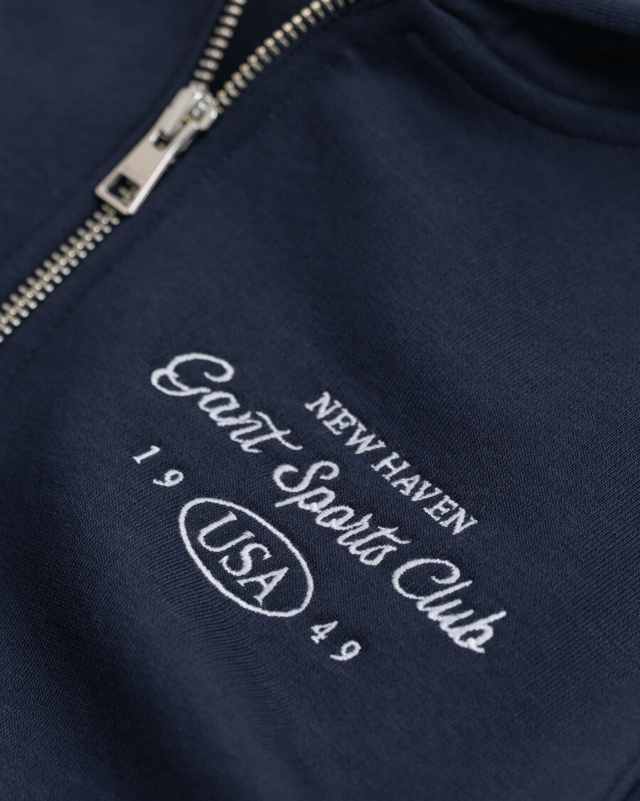 sudadera con capucha y media cremallera con gráfico del club deportivo para chicas adolescentes - azul noche