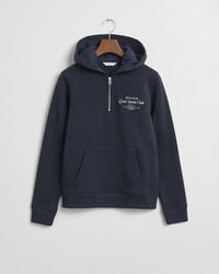 sudadera con capucha y media cremallera con gráfico del club deportivo para chicas adolescentes - azul noche