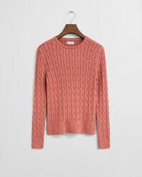 suéter de cuello redondo de punto trenzado de algodón elástico para niñas adolescentes - ladrillo descolorido