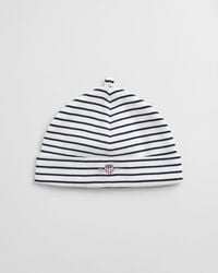 gorro de bebé con escudo a rayas - blanco