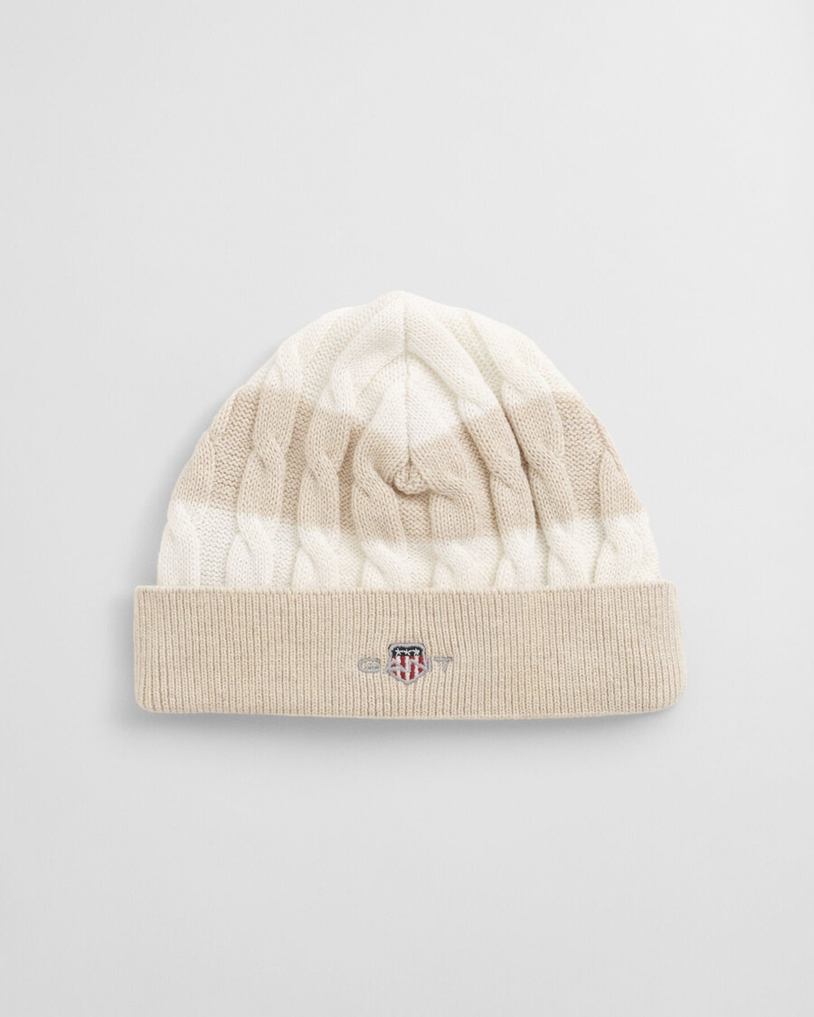 gorro de punto trenzado a rayas baby shield - beige claro melange