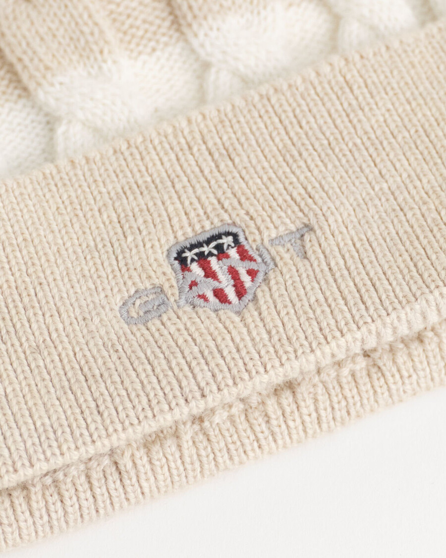 gorro de punto trenzado a rayas baby shield - beige claro melange