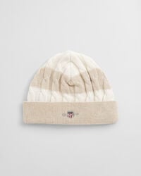 gorro de punto trenzado a rayas baby shield - beige claro melange