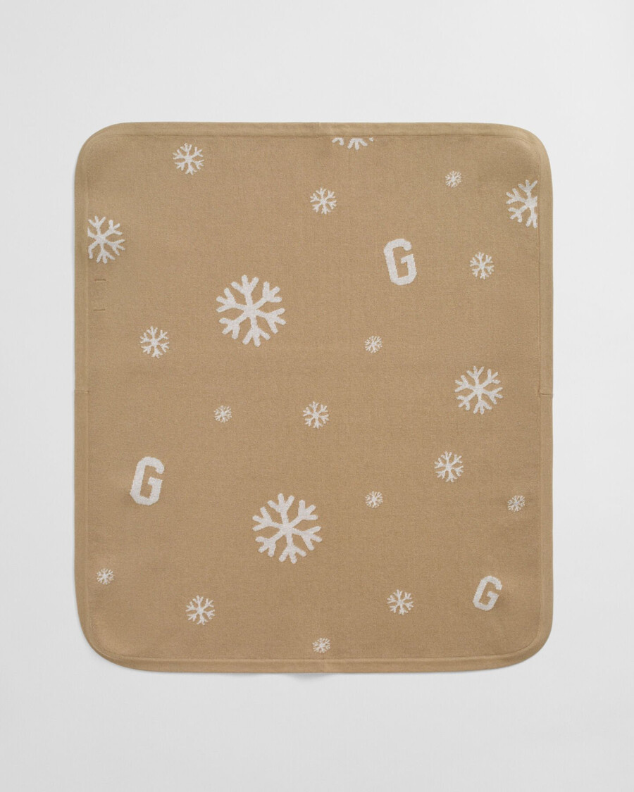 manta de punto con estampado de copos de nieve y g para bebé - caqui oscuro
