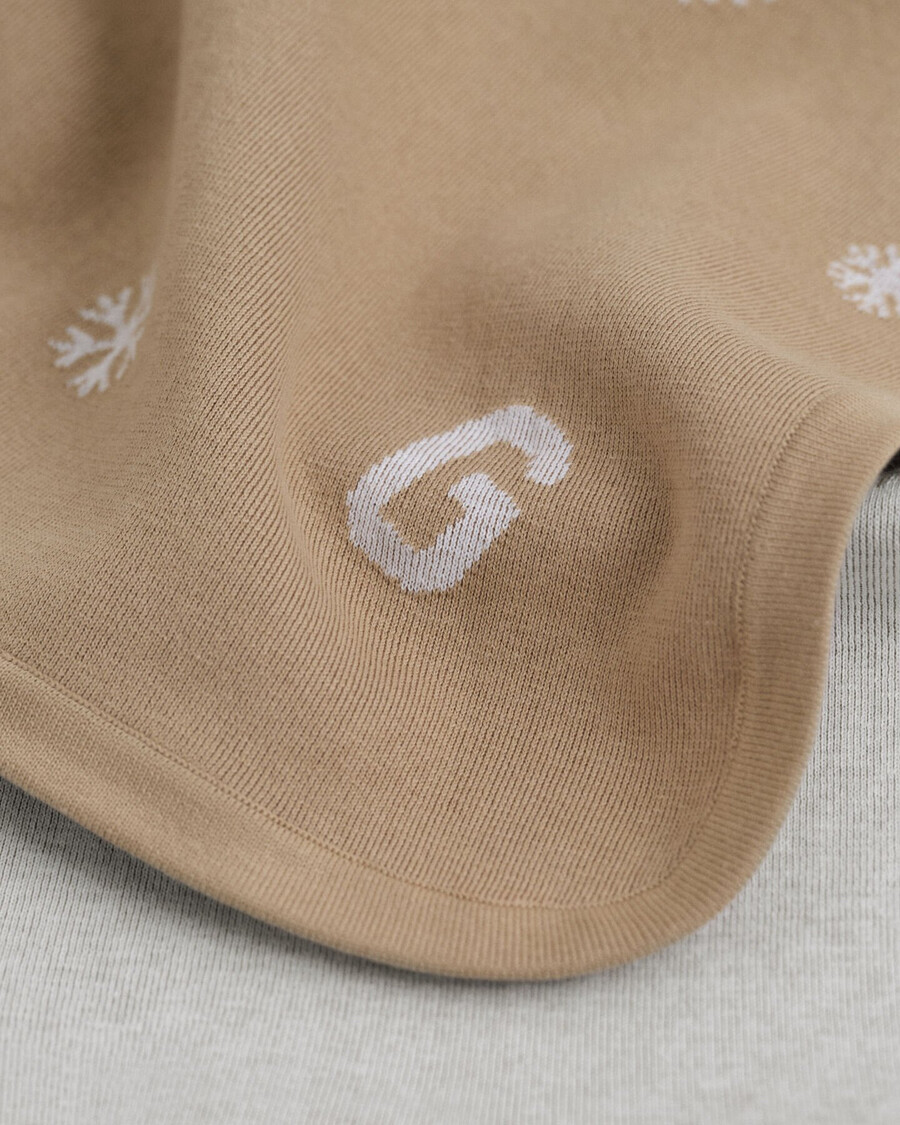 manta de punto con estampado de copos de nieve y g para bebé - caqui oscuro