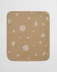 manta de punto con estampado de copos de nieve y g para bebé - caqui oscuro