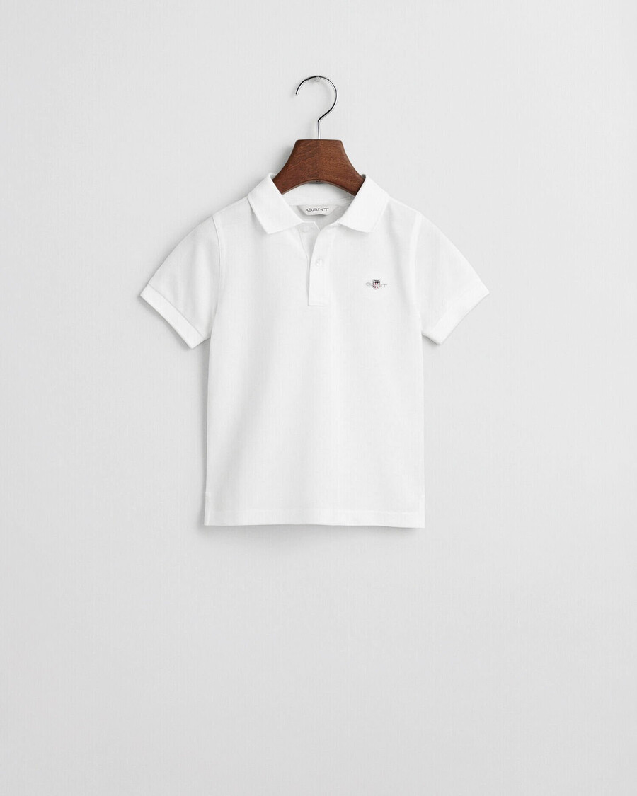 polo de piqué con escudo para niños - blanco
