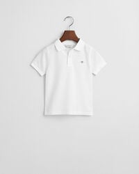 polo de piqué con escudo para niños - blanco