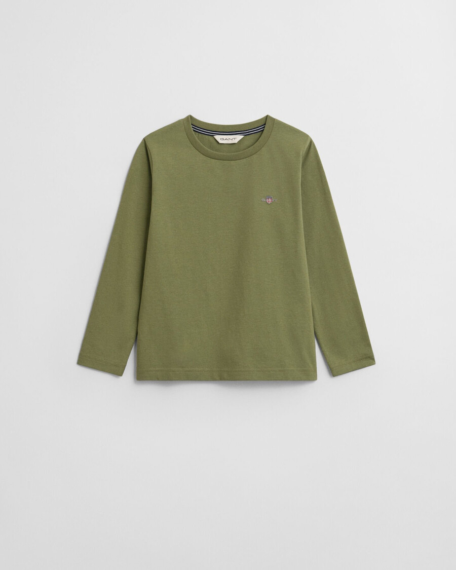 camiseta de manga larga con escudo para niños - verde oliva