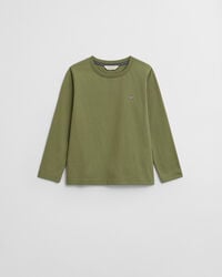 camiseta de manga larga con escudo para niños - verde oliva