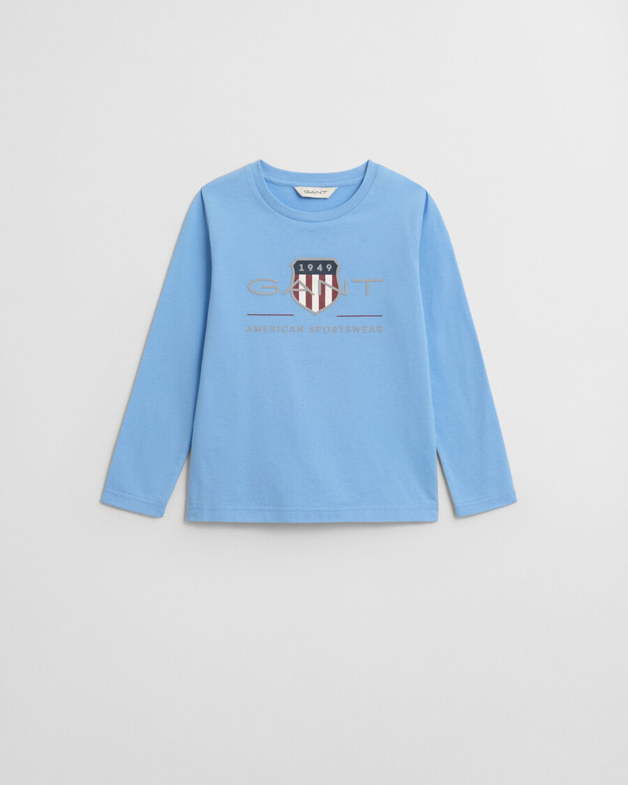camiseta de manga larga con escudo de archivo para niños - azul sueño