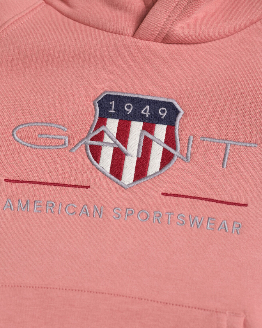 sudadera con capucha con escudo de archivo para niños - ladrillo descolorido