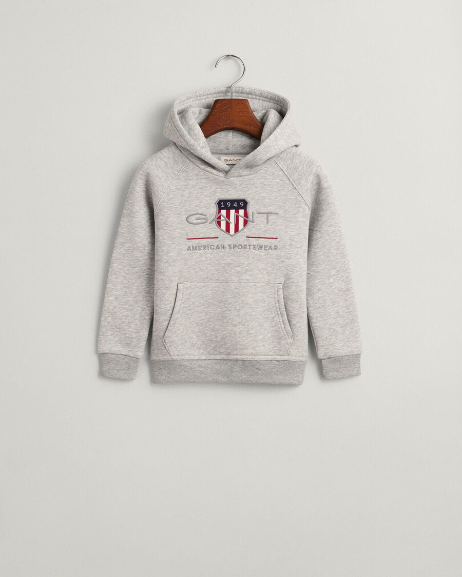 sudadera con capucha archive shield para niños - gris claro jaspeado
