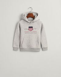 sudadera con capucha archive shield para niños - gris claro jaspeado