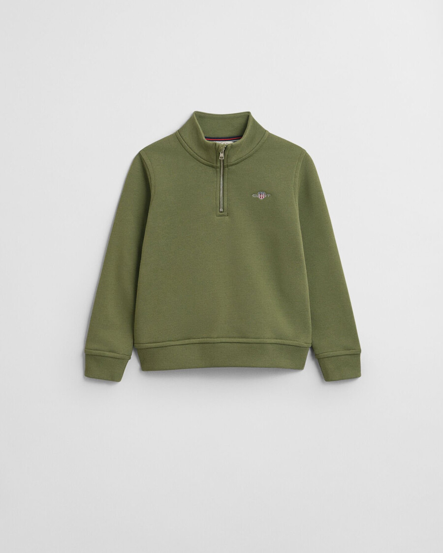 sudadera con media cremallera kids shield - verde oliva