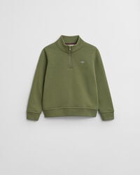 sudadera con media cremallera kids shield - verde oliva