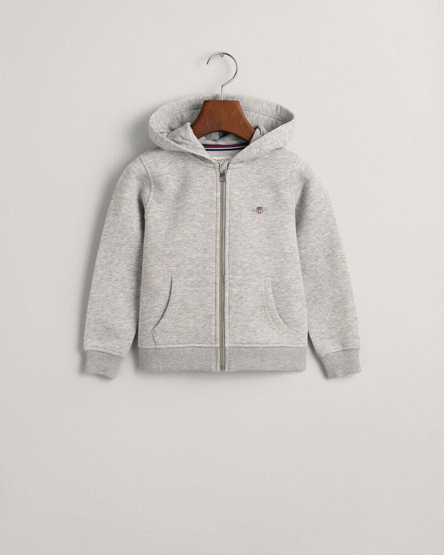 sudadera con capucha y cremallera kids shield - gris claro jaspeado