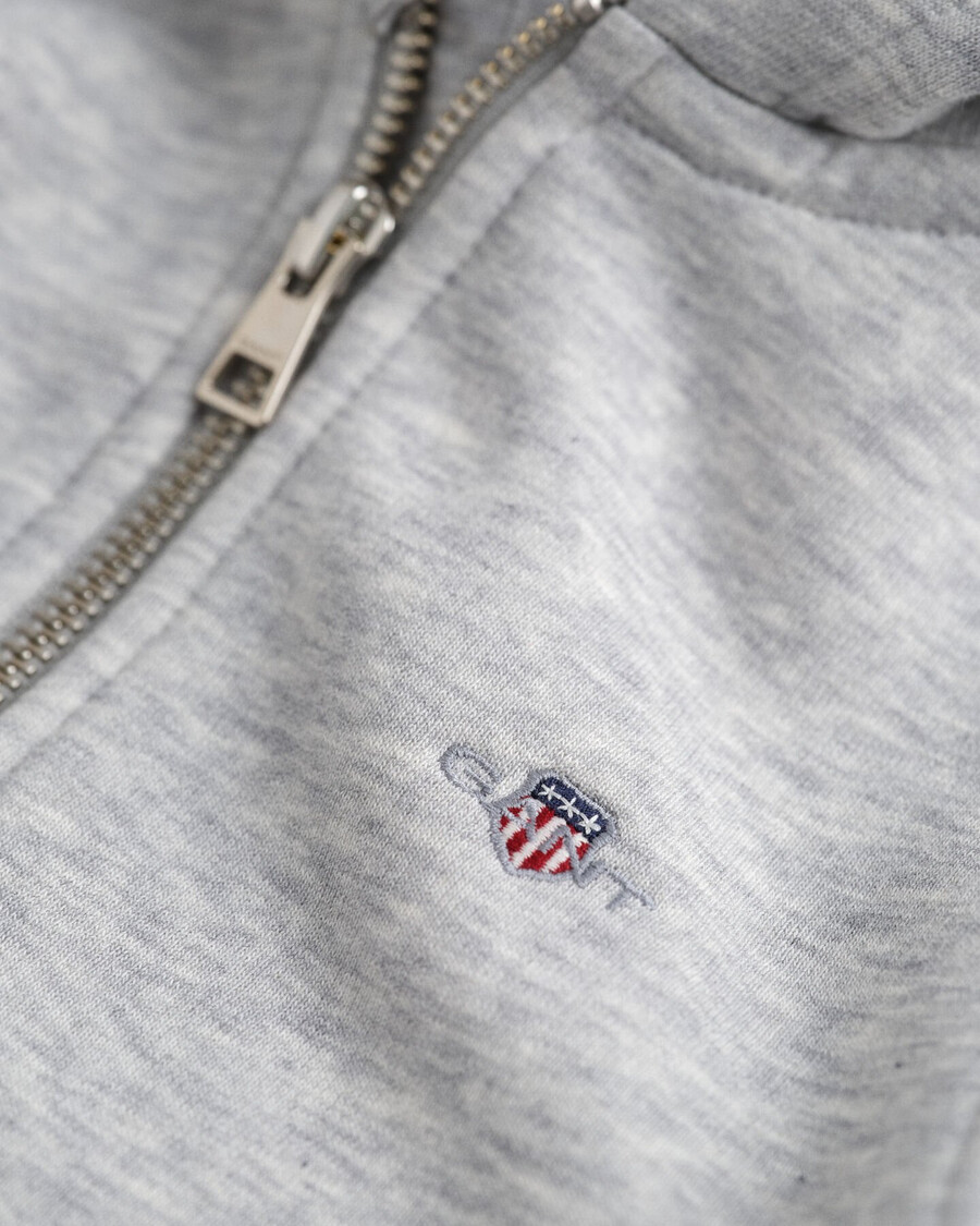 sudadera con capucha y cremallera kids shield - gris claro jaspeado