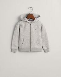 sudadera con capucha y cremallera kids shield - gris claro jaspeado