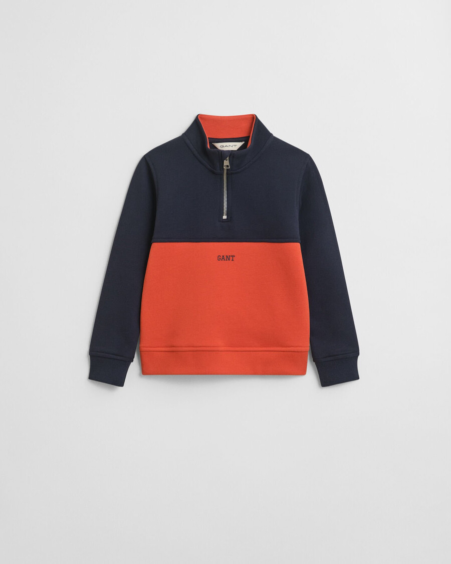 sudadera infantil con media cremallera y bloques de color - azul noche