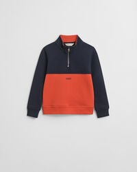 sudadera infantil con media cremallera y bloques de color - azul noche