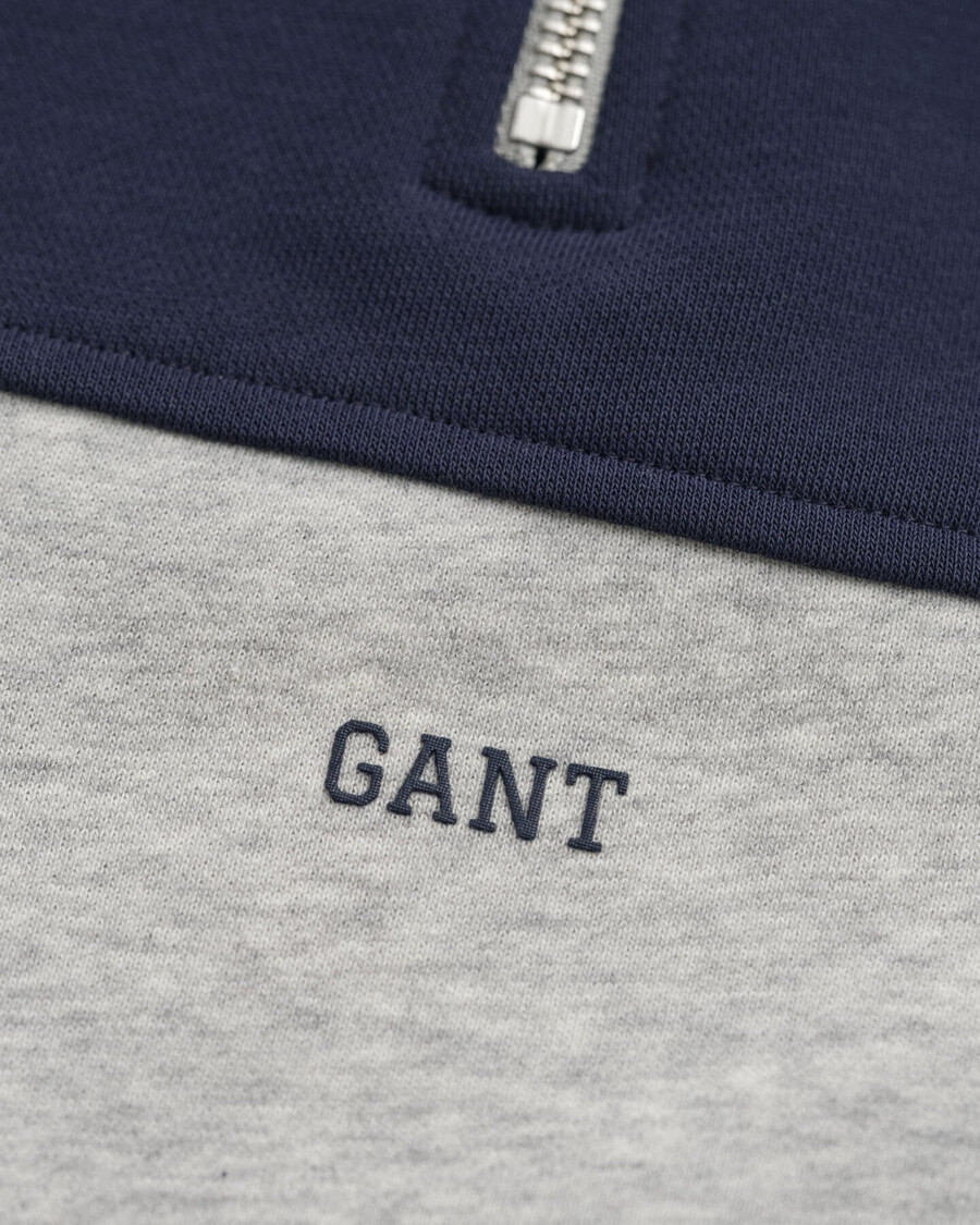 sudadera infantil con media cremallera y bloques de color - gris claro melange