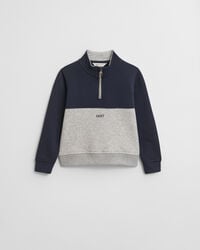 sudadera infantil con media cremallera y bloques de color - gris claro melange