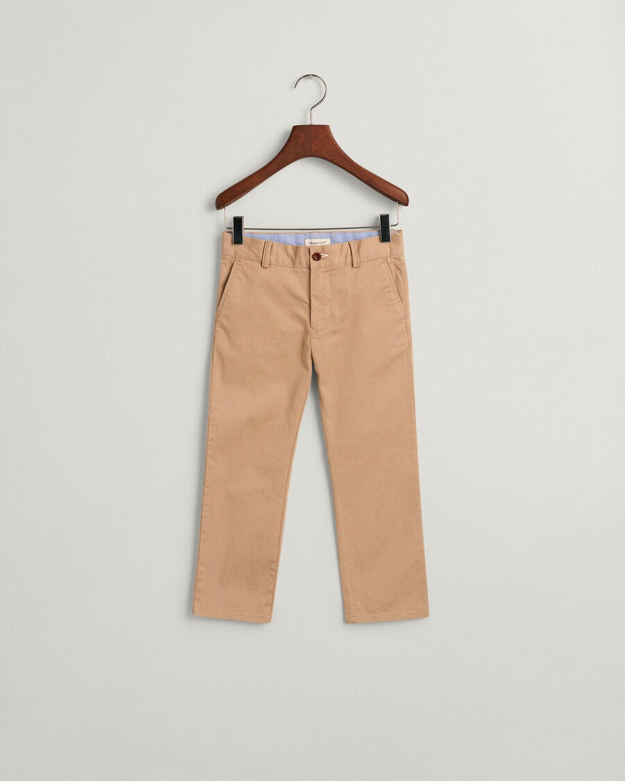 pantalones chinos de corte regular para niños - caqui oscuro