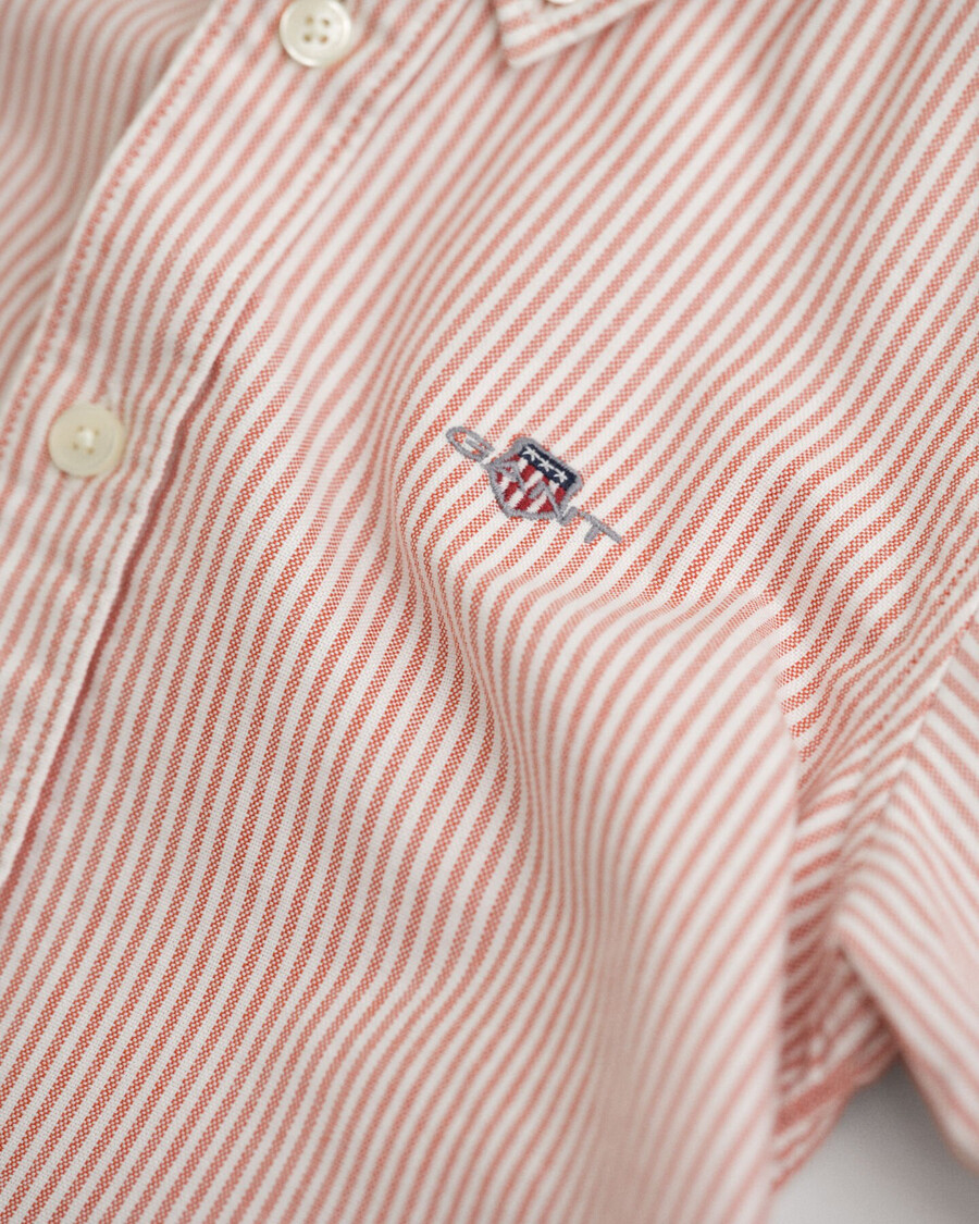 camisa oxford a rayas kids shield - naranja intenso