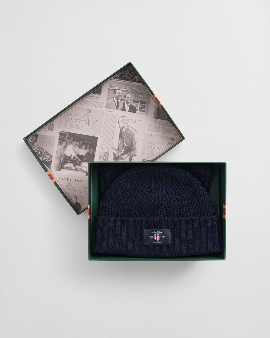 conjunto de regalo de gorro y braga de lana para niños - azul noche