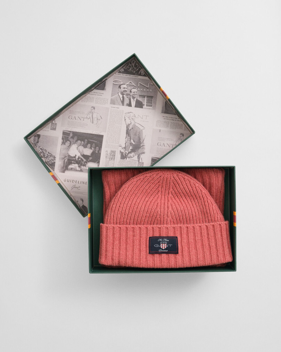 conjunto de regalo de gorro y braga de lana para niños - ladrillo descolorido