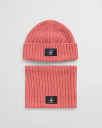 conjunto de regalo de gorro y braga de lana para niños - ladrillo descolorido