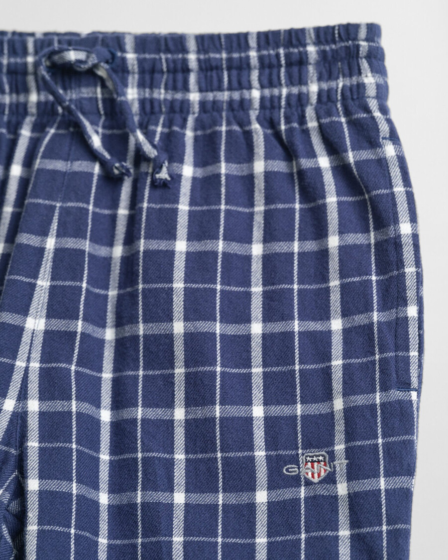 pantalones de pijama de franela a cuadros para niños - azul persa