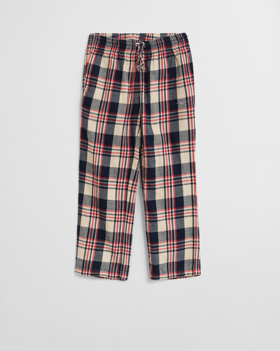 pantalones de pijama de franela a cuadros para niños - rojo rubí