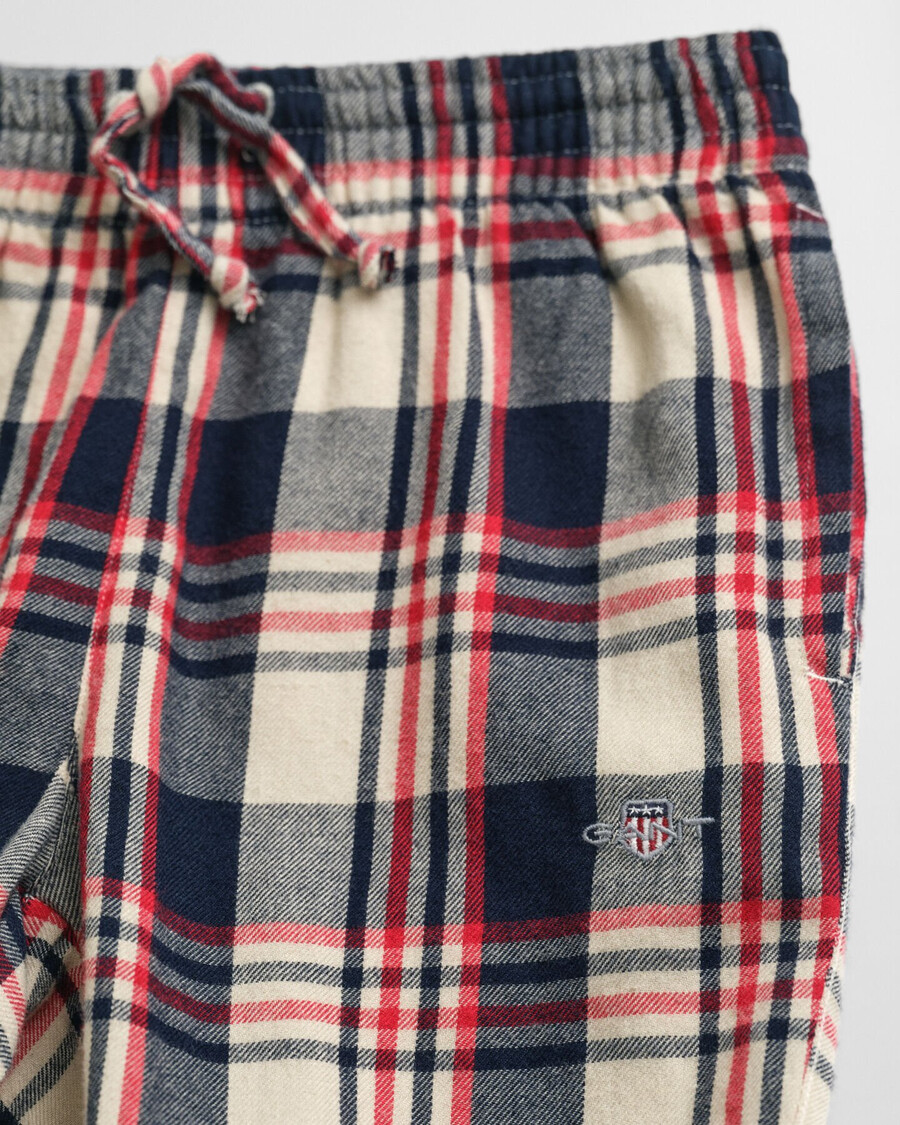 pantalones de pijama de franela a cuadros para niños - rojo rubí