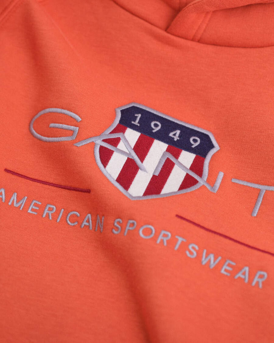 sudadera con capucha teens archive shield - naranja intenso