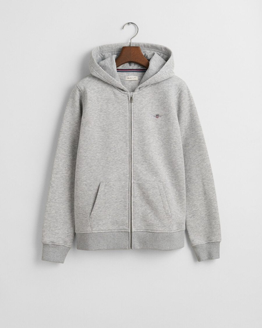 sudadera con capucha y cremallera teens shield - gris claro melange