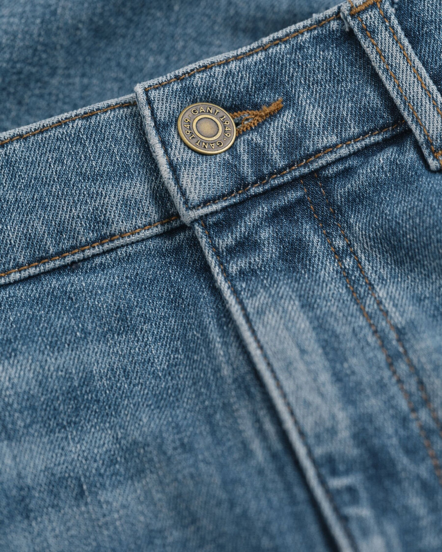 vaqueros rectos para adolescentes - azul medio desgastado