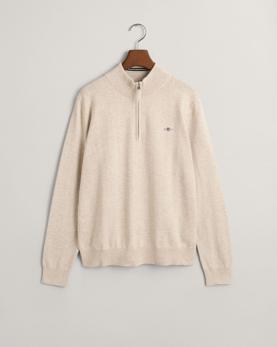 suéter de algodón con media cremallera teens shield - beige claro melange
