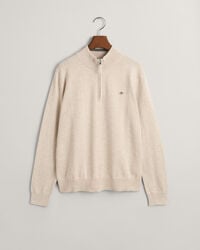 suéter de algodón con media cremallera teens shield - beige claro melange