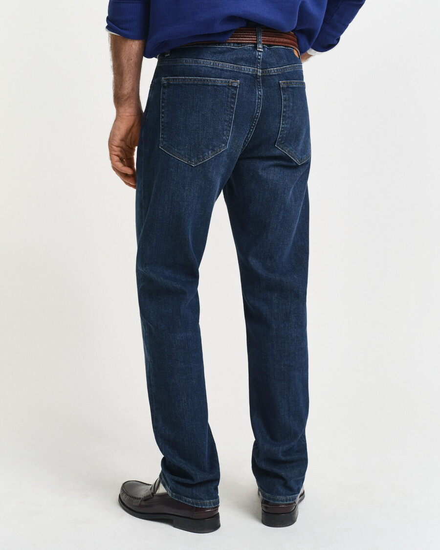vaqueros de corte regular - azul oscuro desgastado