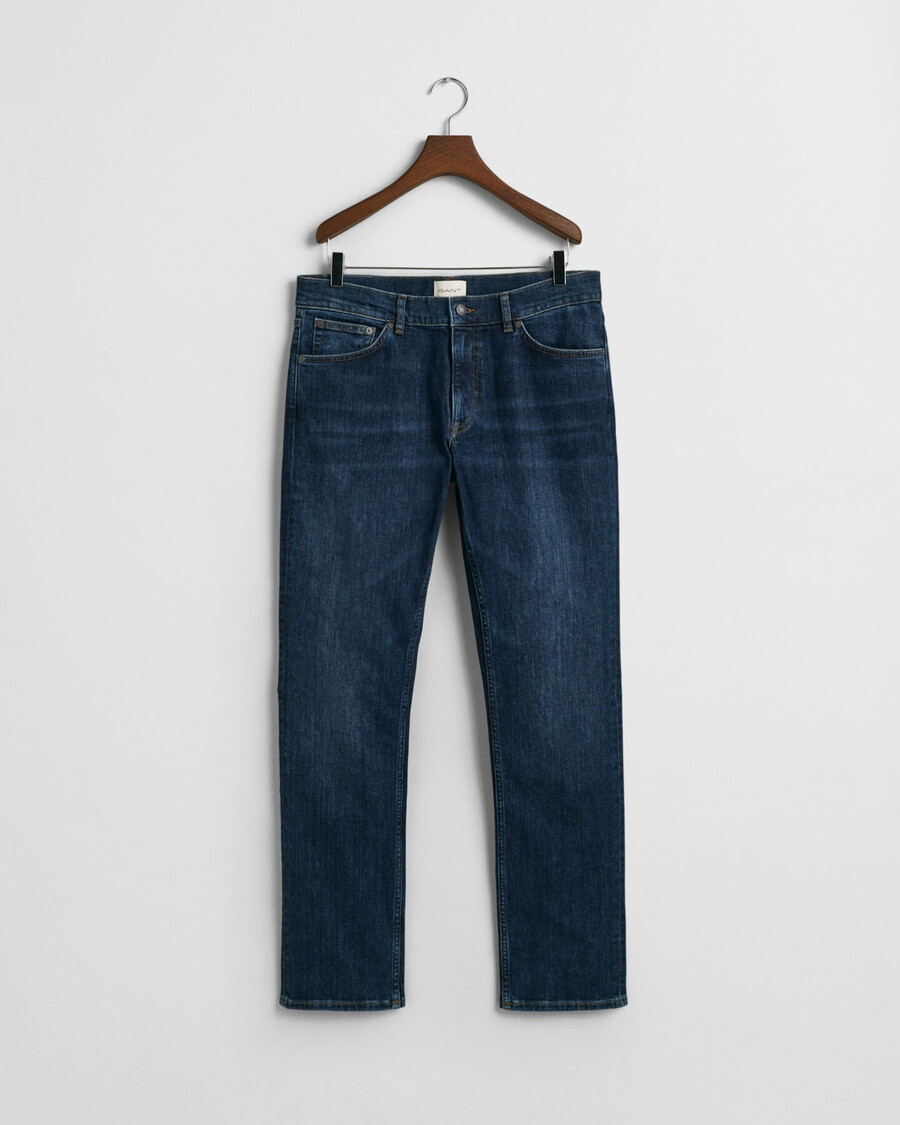 vaqueros de corte regular - azul oscuro desgastado