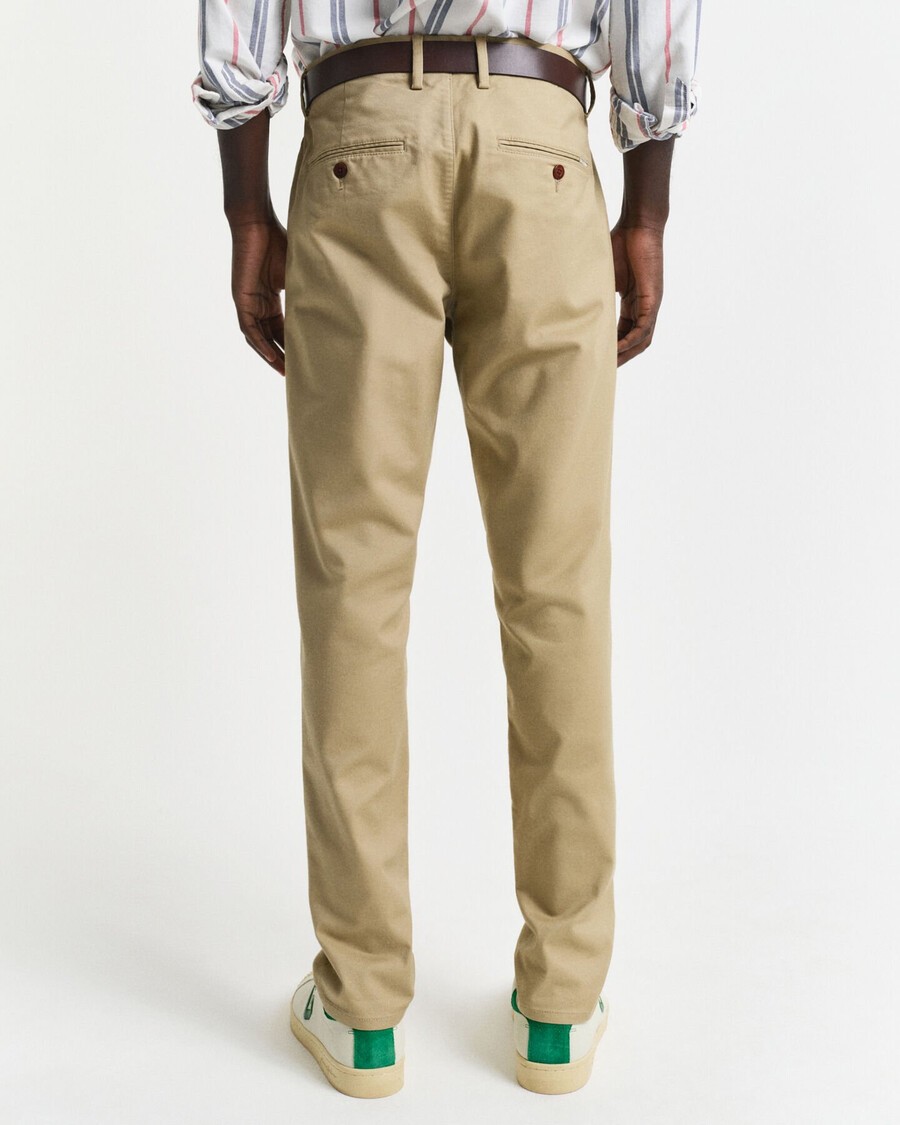 pantalones chinos ajustados - caqui oscuro